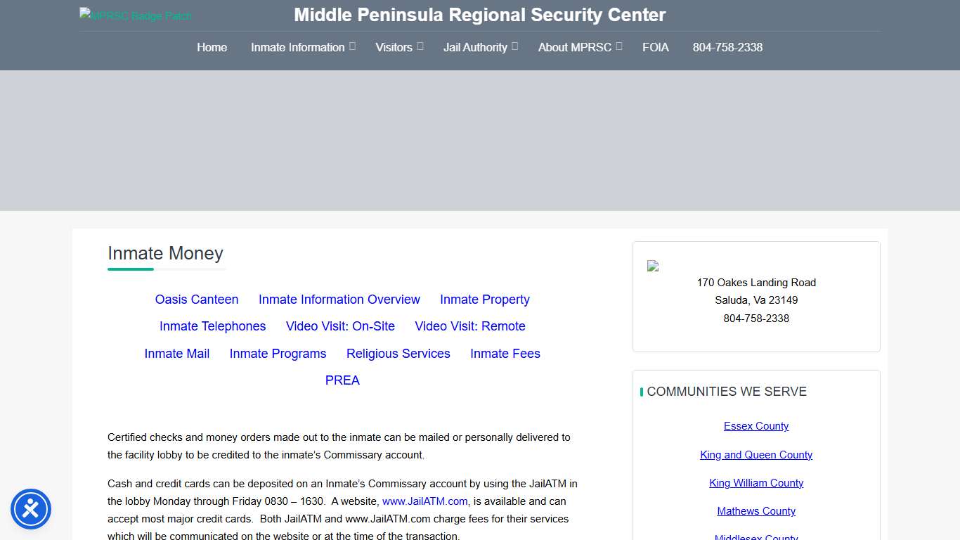 Inmate Money – MPRSC